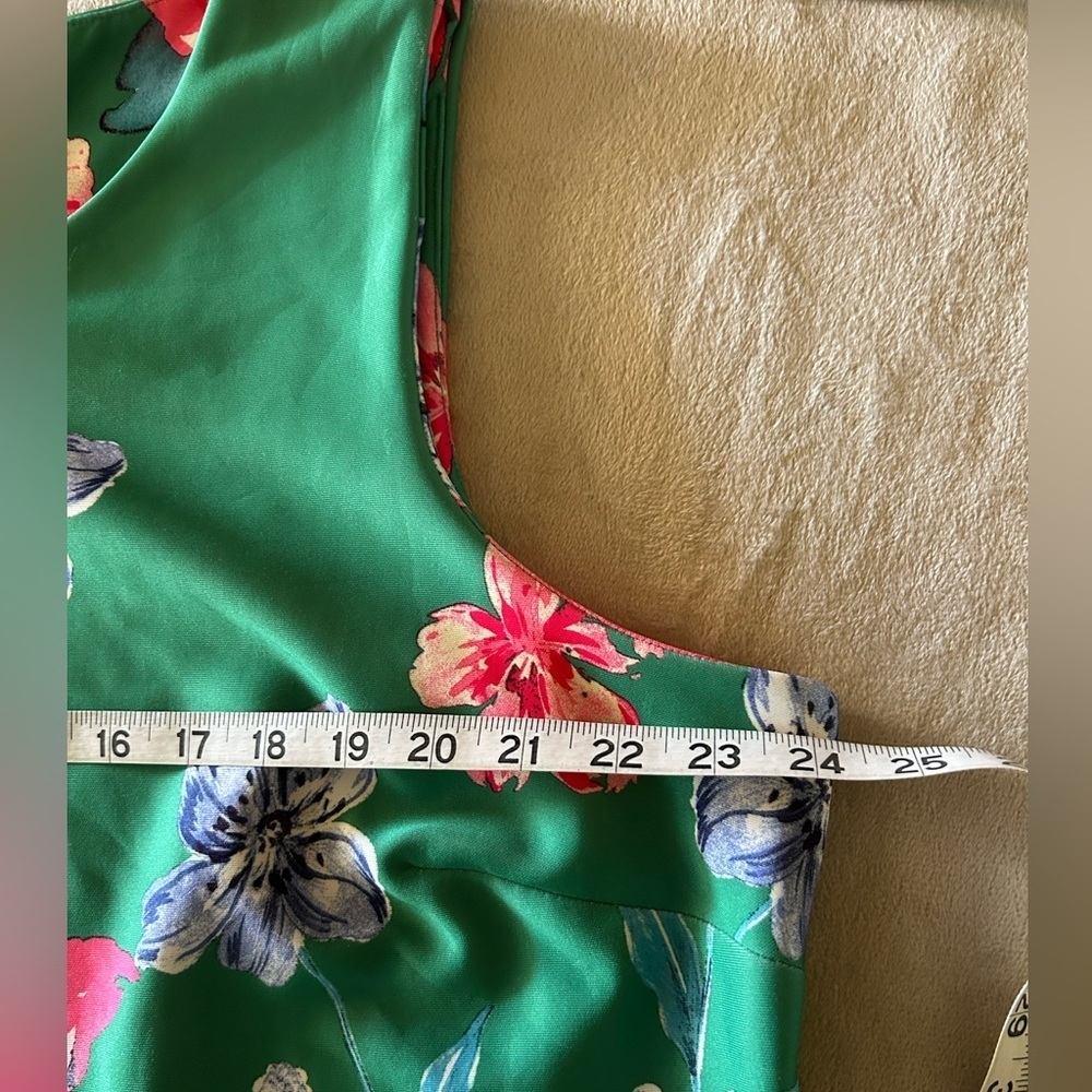 Roz & Ali Green Pink Floral Shift Dress Sleeveless Stretch Size 20 - Picture 7 of 8